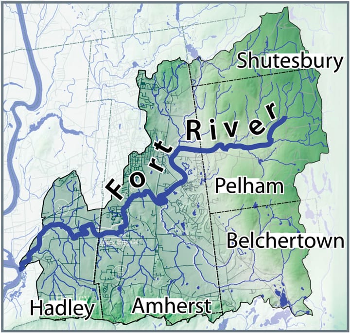 A map showing the Fort River Watershed